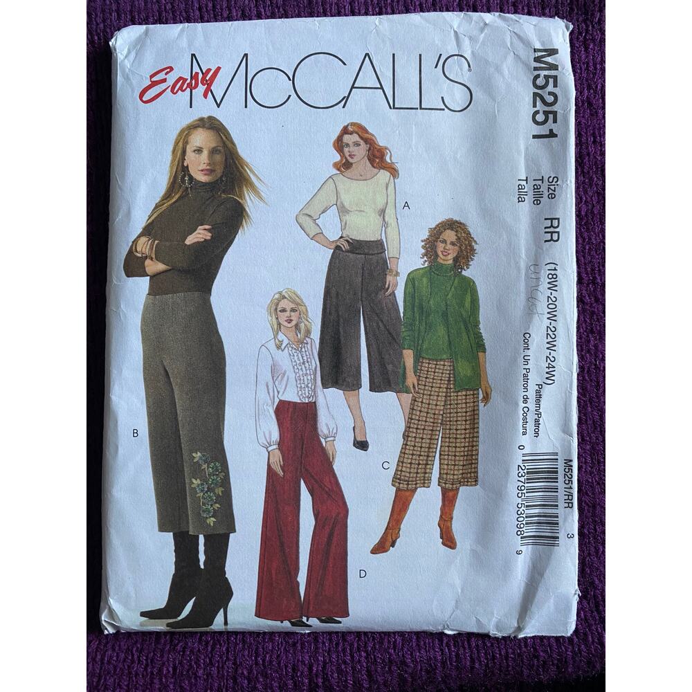 McCalls 5251 Gaucho pants sz 18w-24w